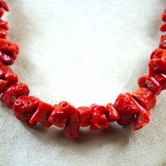 Natural Coral Nugget Necklace - Picture 2 of 2